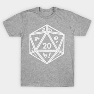 Transparent D20 Dice (White Outline) Full Size T-Shirt